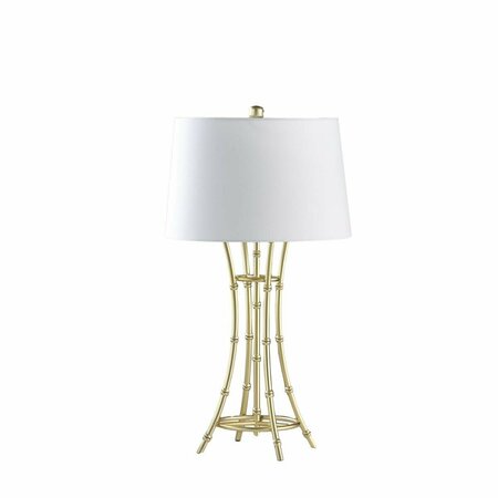 CLING 29.25 in. Kiara Modern Satin Bamboo Metal Table Lamp, Brushed Gold CL3117006